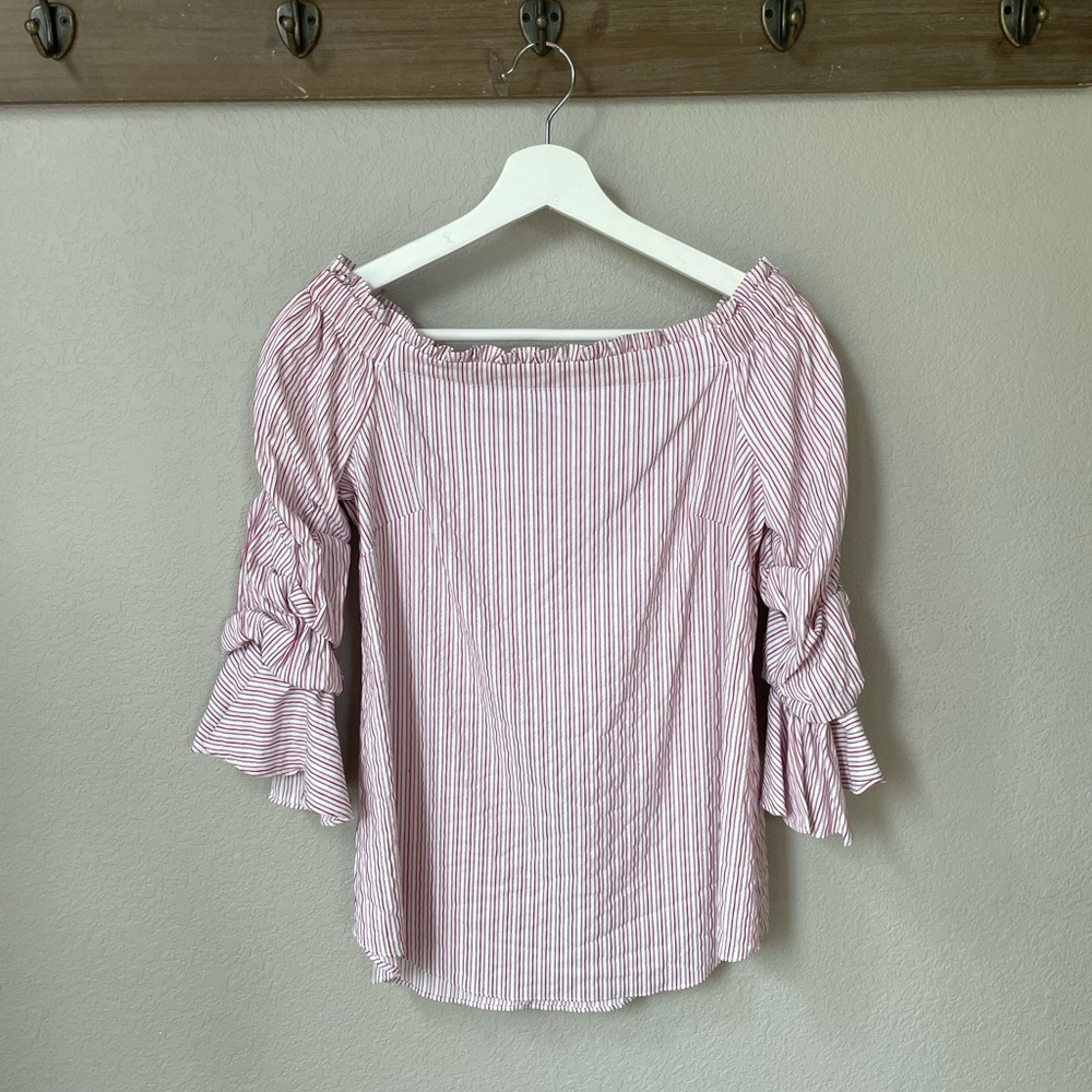 White House Black Market (WHBM) Striped 3/4 Sleeve Shirt